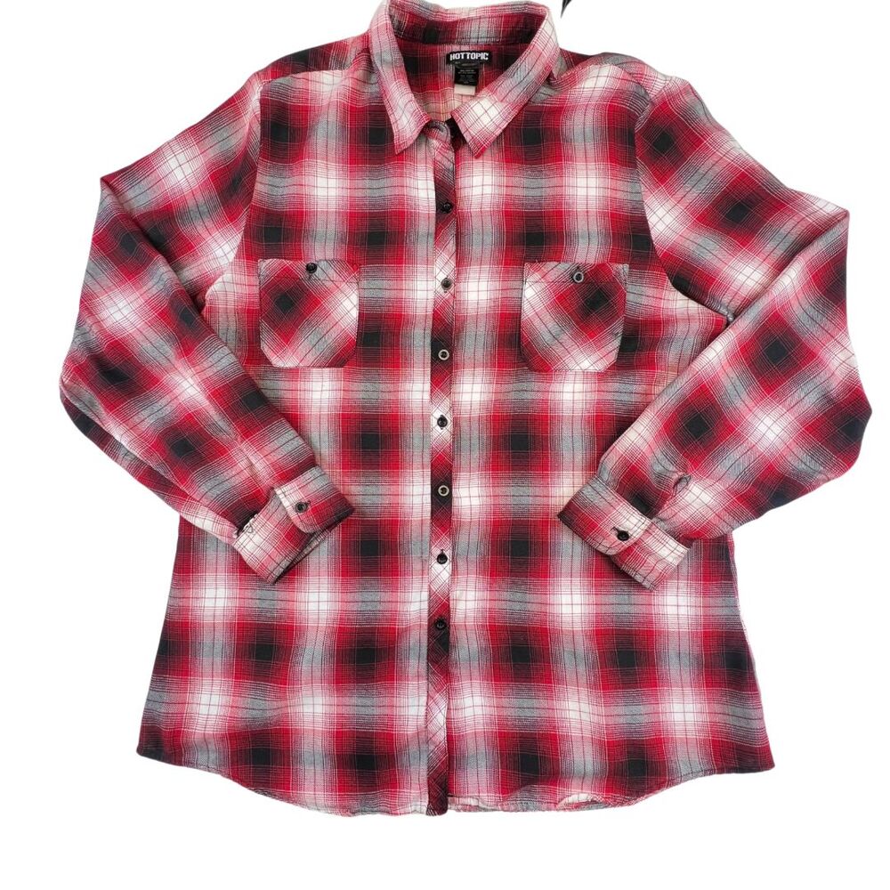 Hot Topic Button Down 3X Plaid Flannel Grunge Alt Fashion Punk Emo Skater Top